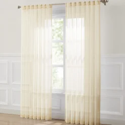 Calia Textured Stripe Sheer Window Curtain Panels