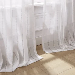Calia Textured Stripe Sheer Window Curtain Panels