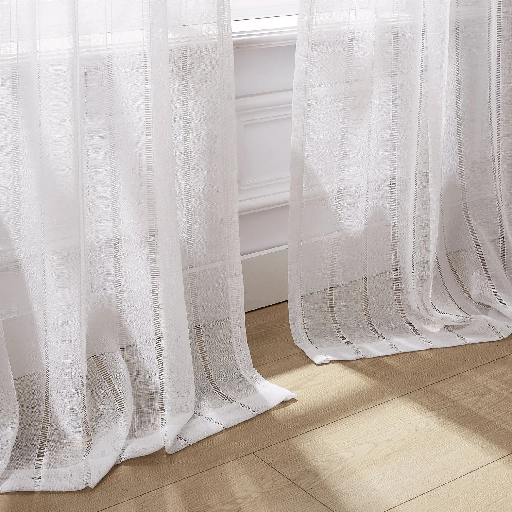 Calia Textured Stripe Sheer Window Curtain Panels