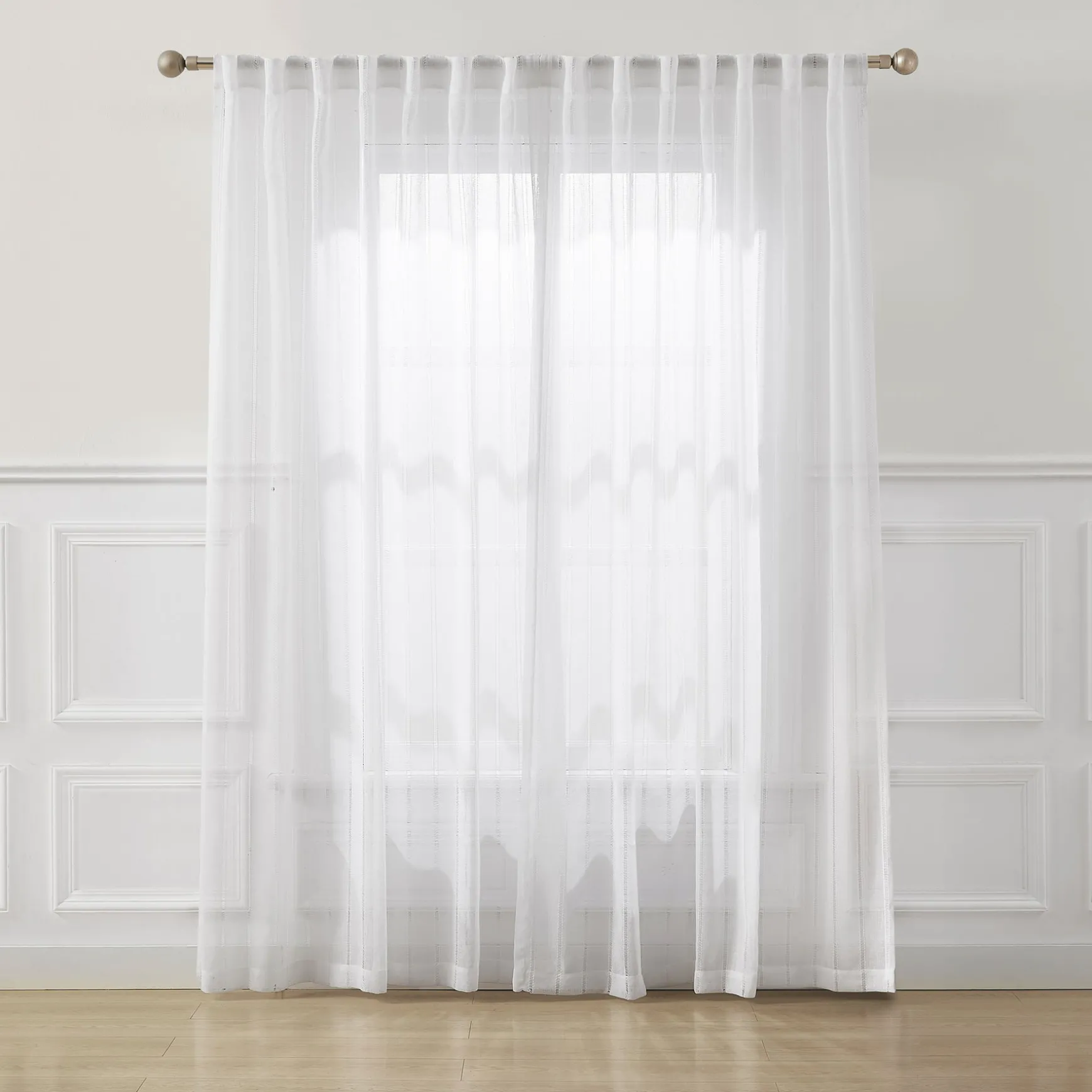 Calia Textured Stripe Sheer Window Curtain Panels