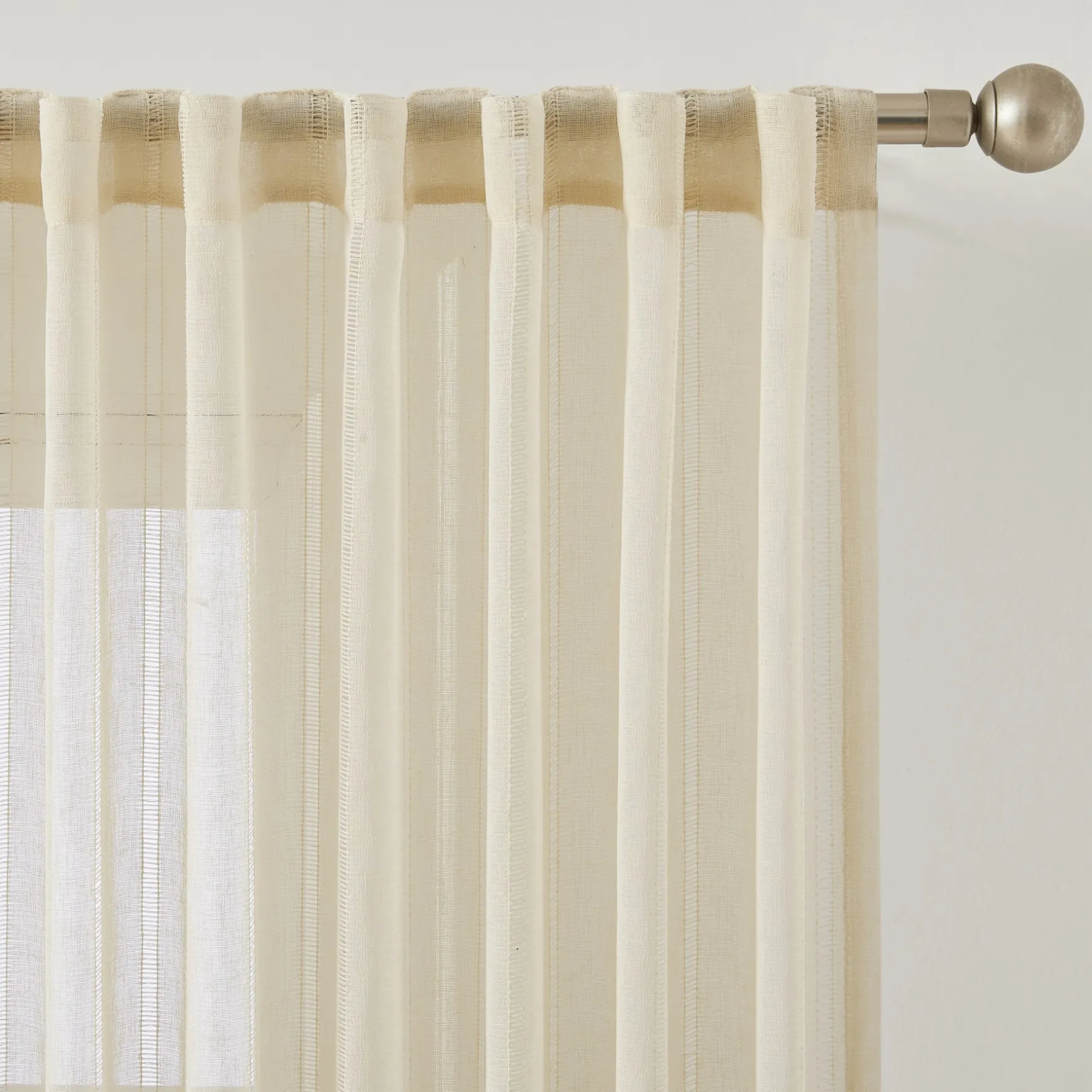 Calia Textured Stripe Sheer Window Curtain Panels