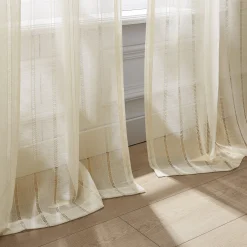 Calia Textured Stripe Sheer Window Curtain Panels