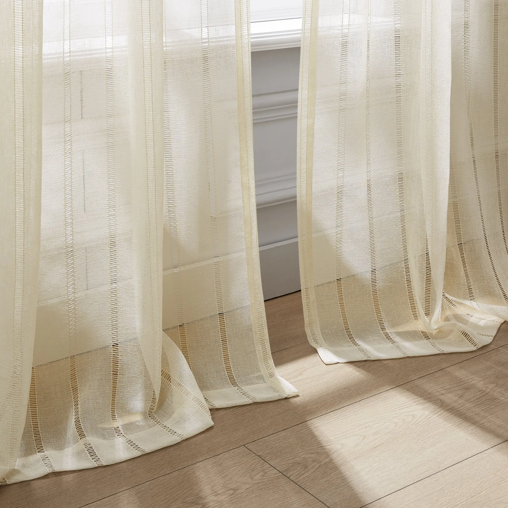 Calia Textured Stripe Sheer Window Curtain Panels