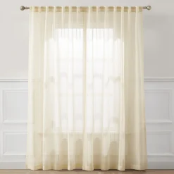 Calia Textured Stripe Sheer Window Curtain Panels