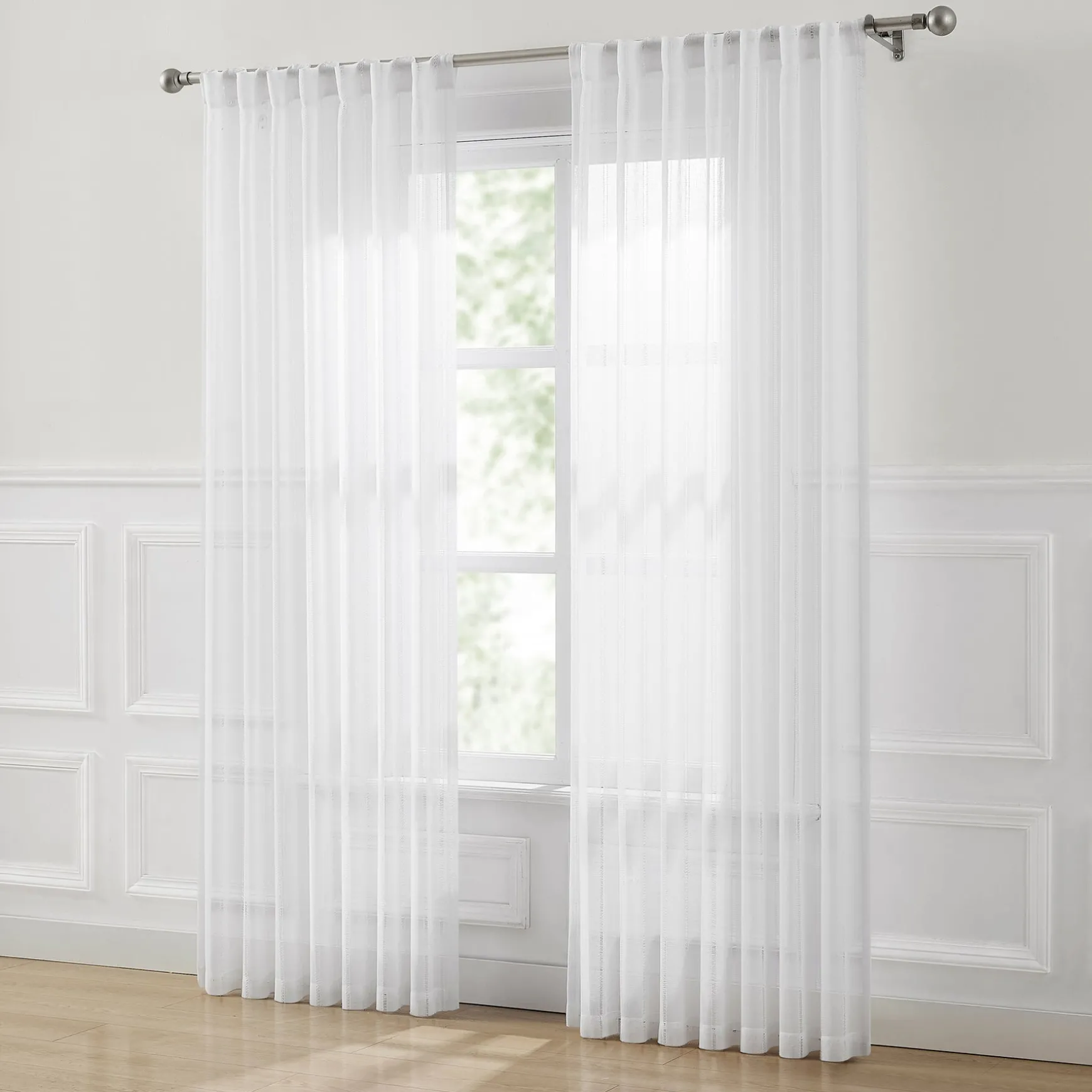 Calia Textured Stripe Sheer Window Curtain Panels