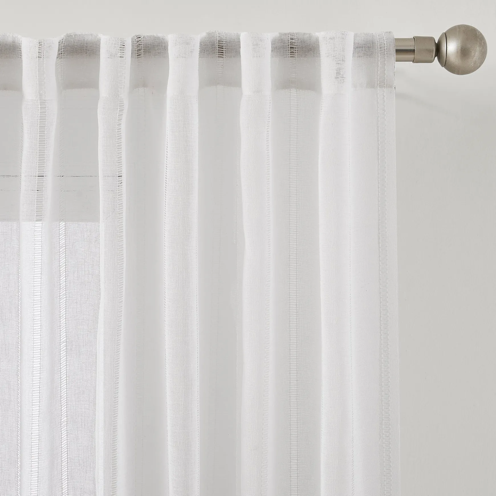 Calia Textured Stripe Sheer Window Curtain Panels