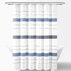 Chic Stripe Yarn Dyed Eco-Friendly Recycled Cotton Blend Shower Curtain