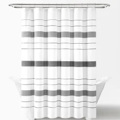 Chic Stripe Yarn Dyed Eco-Friendly Recycled Cotton Blend Shower Curtain