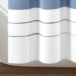Chic Stripe Yarn Dyed Eco-Friendly Recycled Cotton Blend Shower Curtain