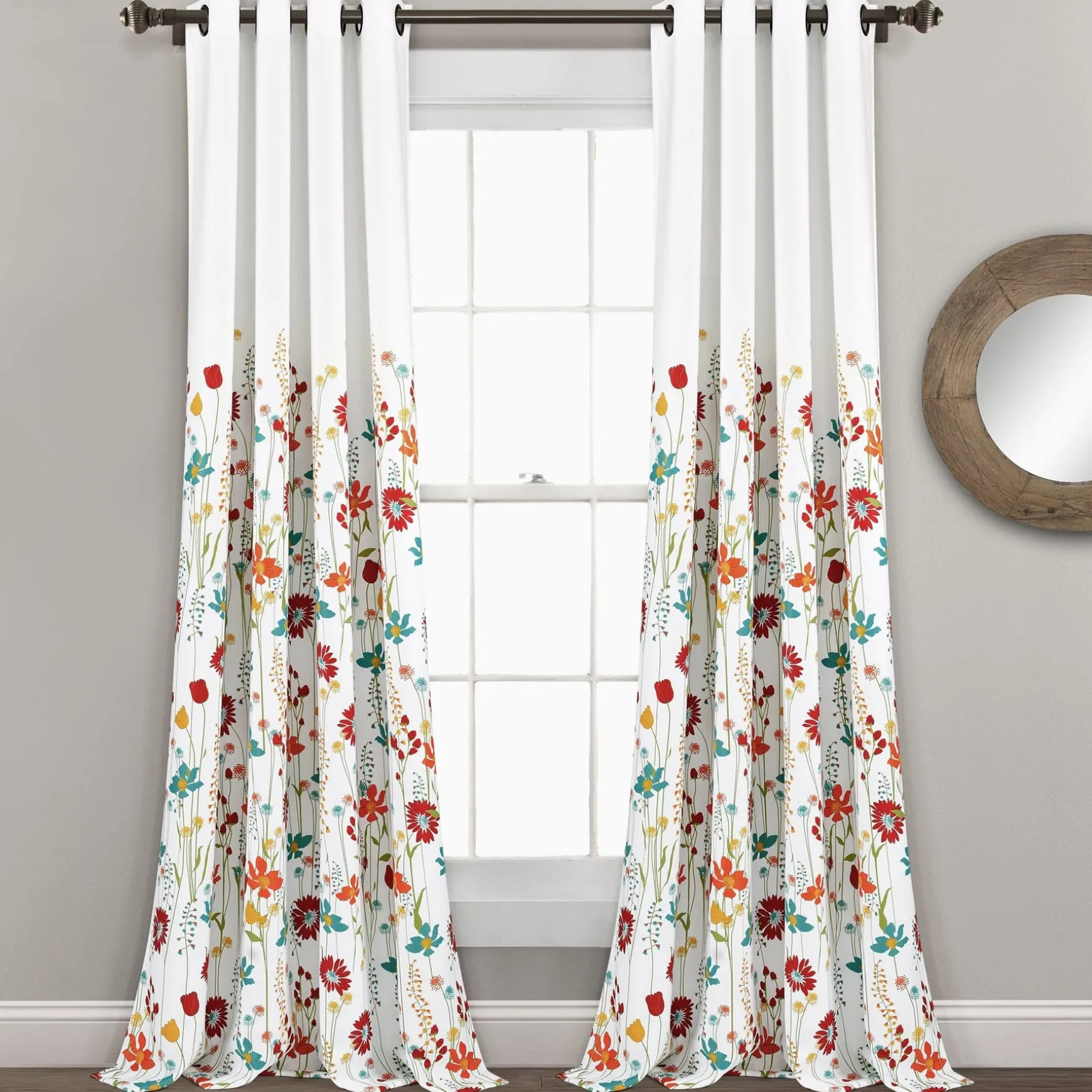 Clarissa Floral Light Filtering Window Curtain Panel Set
