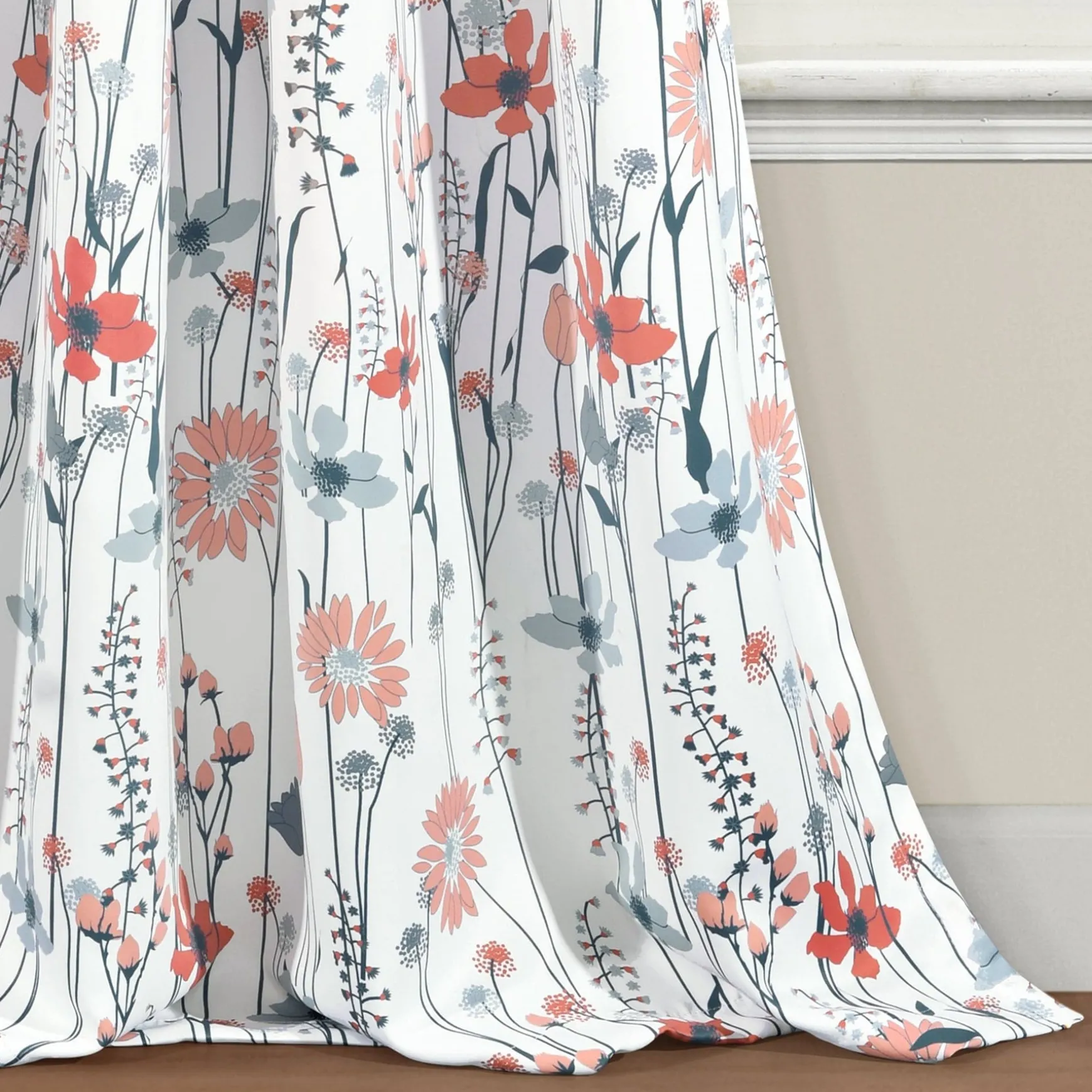 Clarissa Floral Light Filtering Window Curtain Panel Set