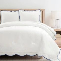 Coastal Chic Scalloped Edge 3 Piece Comforter Set
