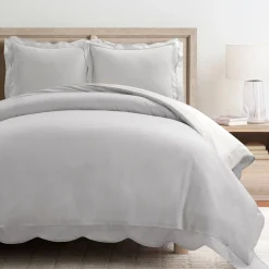 Coastal Chic Scalloped Edge 100% Cotton Reversible Duvet Cover Set