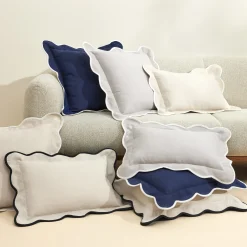 Coastal Chic Scalloped Edge Throw Pillow Cover