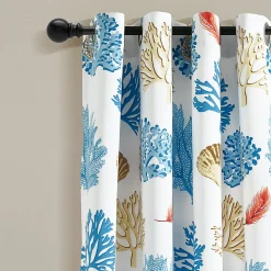 Coastal Reef Feather Light Filtering Window Curtain Panel Set