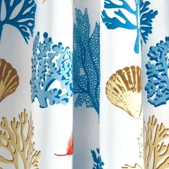 Coastal Reef Feather Light Filtering Window Curtain Panel Set