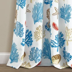 Coastal Reef Feather Light Filtering Window Curtain Panel Set