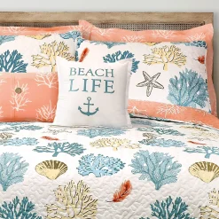 Coastal Reef Feather Reversible Quilt Set
