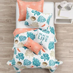 Coastal Reef Feather Reversible Quilt Set