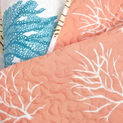 Coastal Reef Feather Reversible Quilt Set