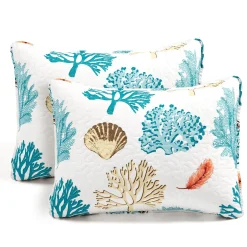 Coastal Reef Feather Reversible Quilt Set