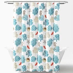Coastal Reef Feather Shower Curtain