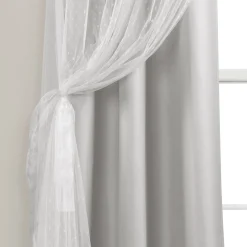 Cottage Polka Dot Sheer Window Curtain Panel Set
