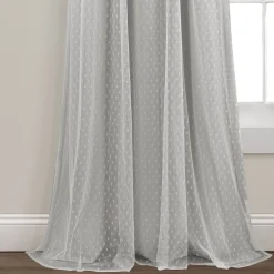 Cottage Polka Dot Sheer Window Curtain Panel Set