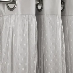 Cottage Polka Dot Sheer Window Curtain Panel Set