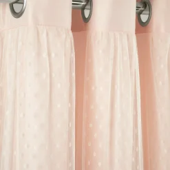 Cottage Polka Dot Sheer Window Curtain Panel Set