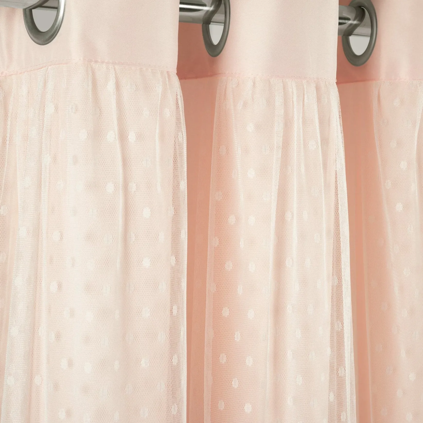 Cottage Polka Dot Sheer Window Curtain Panel Set