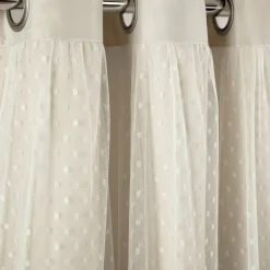 Cottage Polka Dot Sheer Window Curtain Panel Set