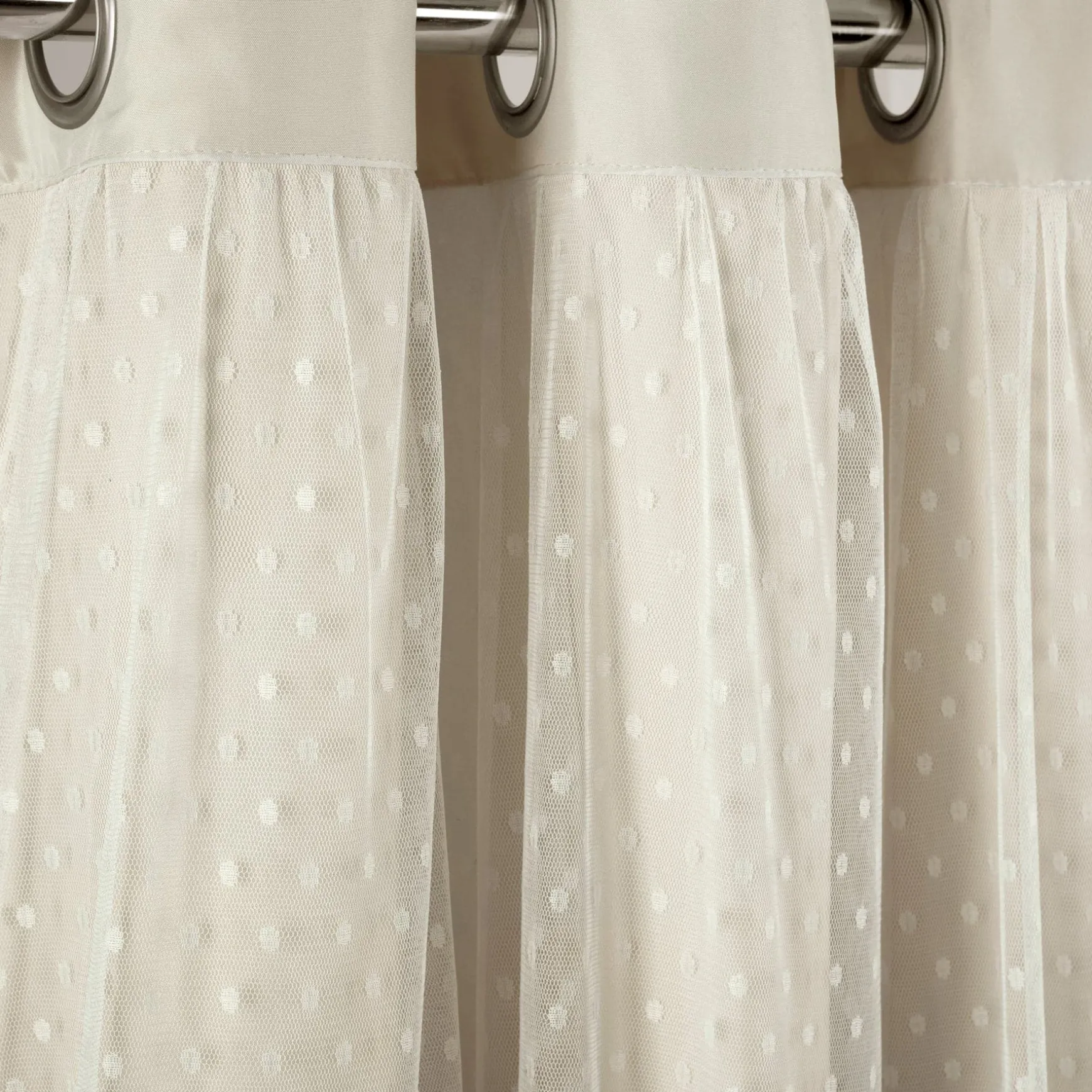 Cottage Polka Dot Sheer Window Curtain Panel Set