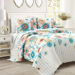 Cottagecore Ariana Flower Reversible Quilt 3 Piece Set