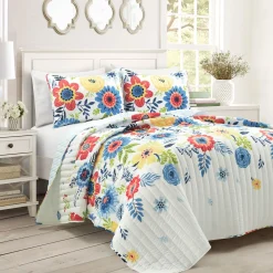 Cottagecore Ariana Flower Reversible Quilt 3 Piece Set