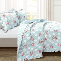 Cottagecore Floral Ruffle Quilt 3 Piece Set