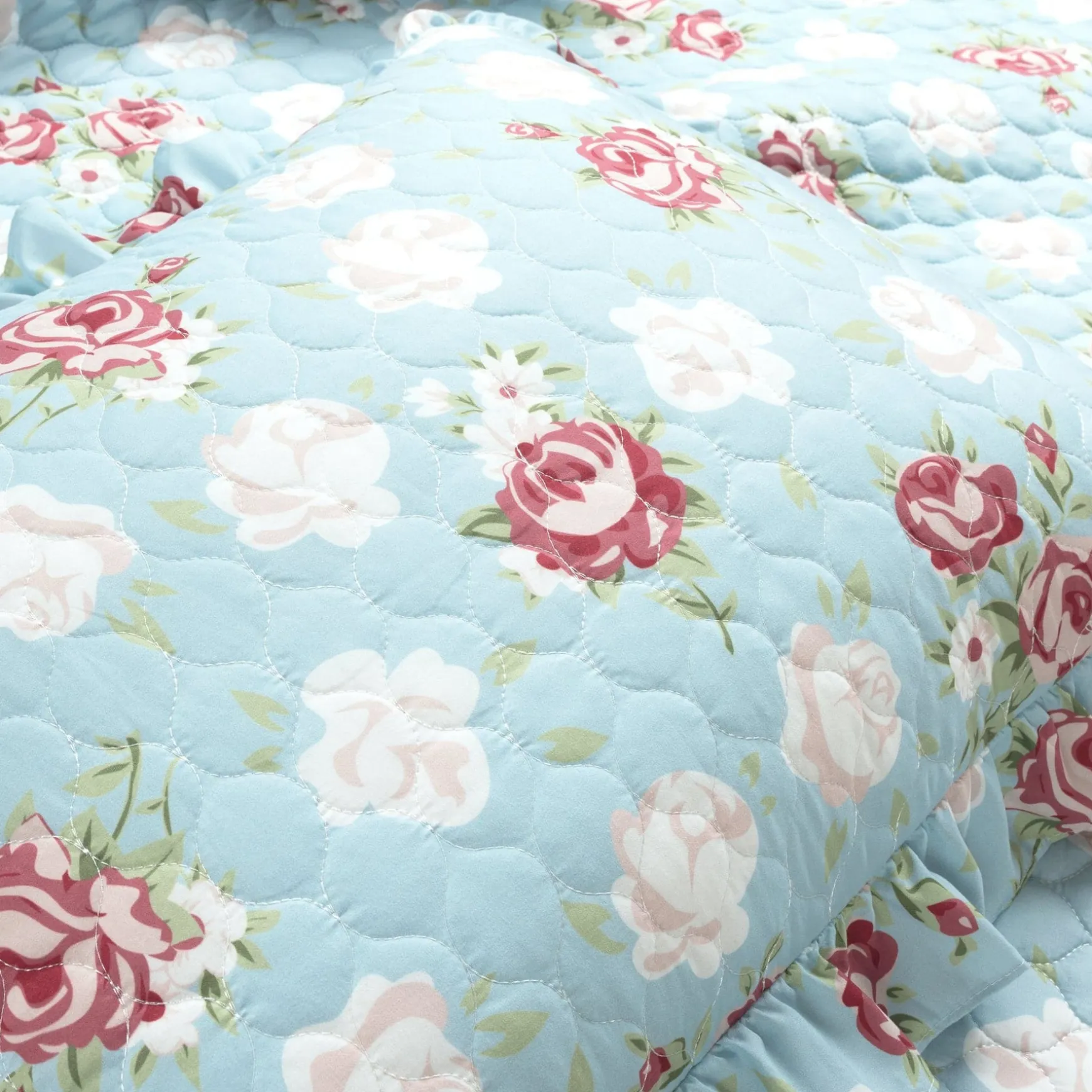 Cottagecore Floral Ruffle Quilt 3 Piece Set