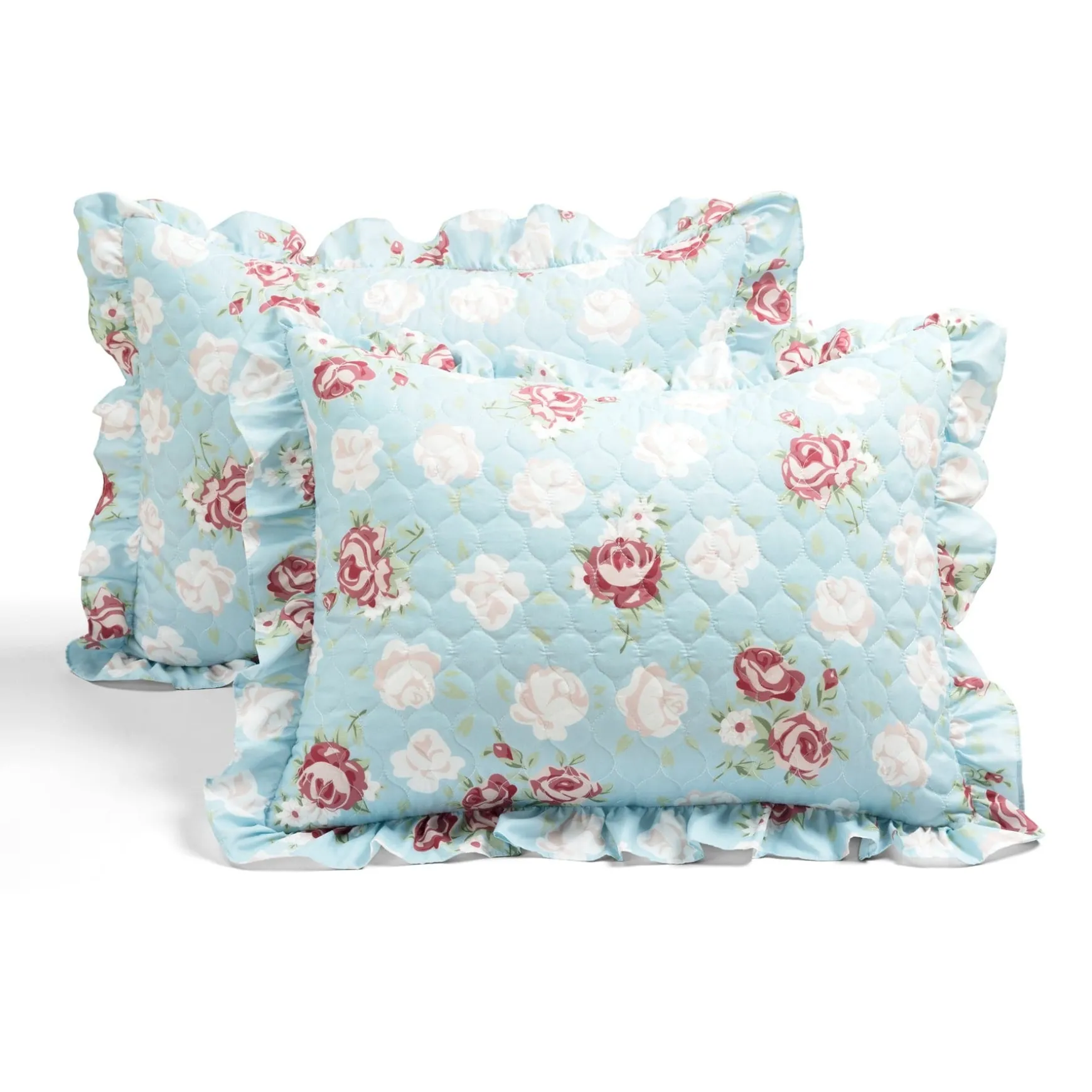 Cottagecore Floral Ruffle Quilt 3 Piece Set