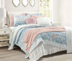Cottagecore Flower Stripe Cotton Quilt 3 Piece Set