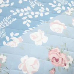 Cottagecore Flower Stripe Cotton Quilt 3 Piece Set