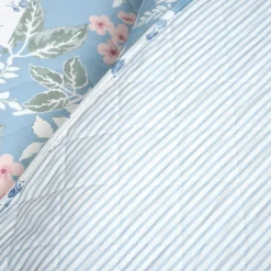 Cottagecore Flower Stripe Cotton Quilt 3 Piece Set