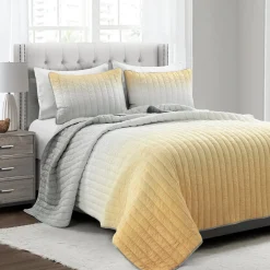 Crinkle Ombre Oversized Quilt 3 Piece Set