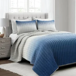 Crinkle Ombre Oversized Quilt 3 Piece Set