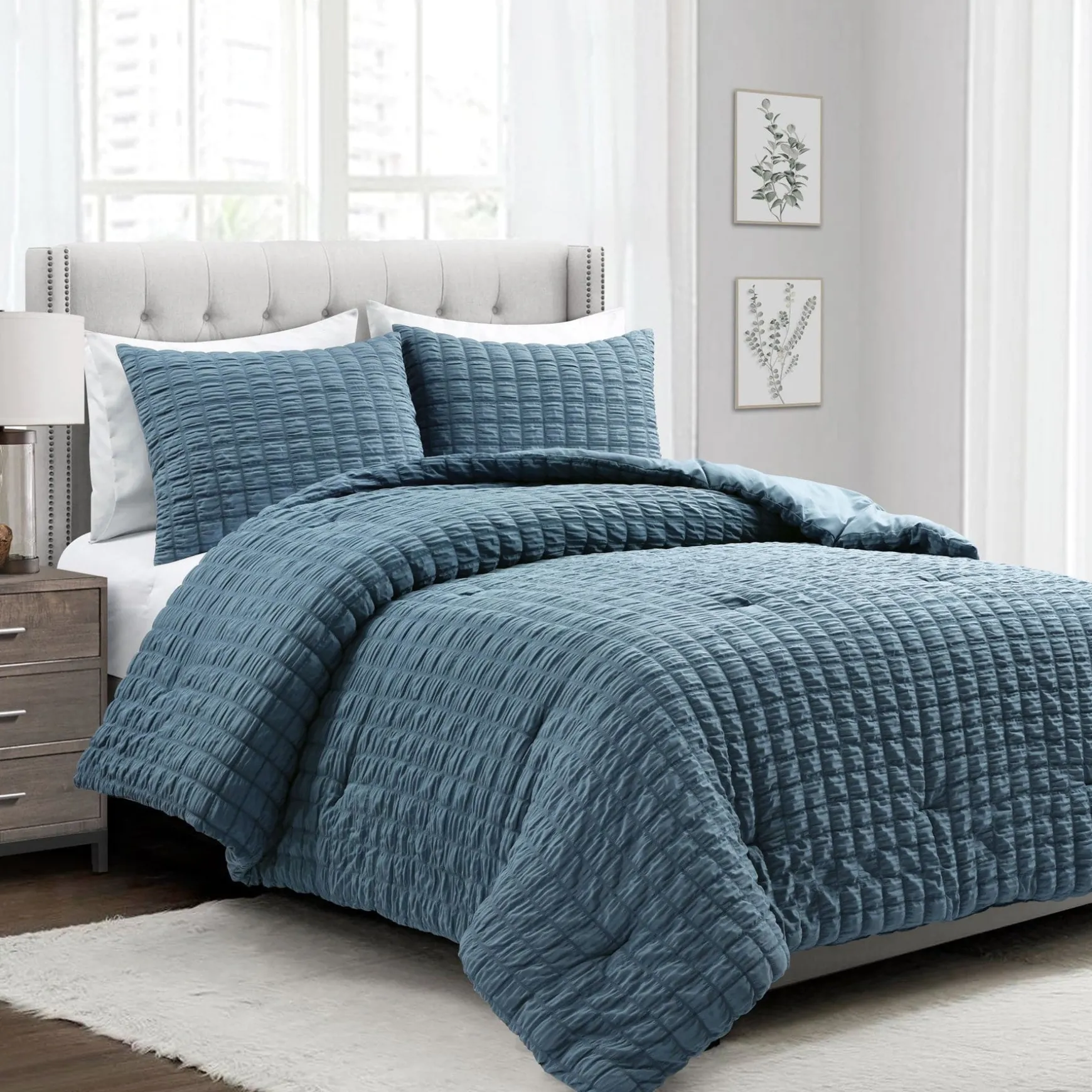 Crinkle Textured Dobby Comforter Set