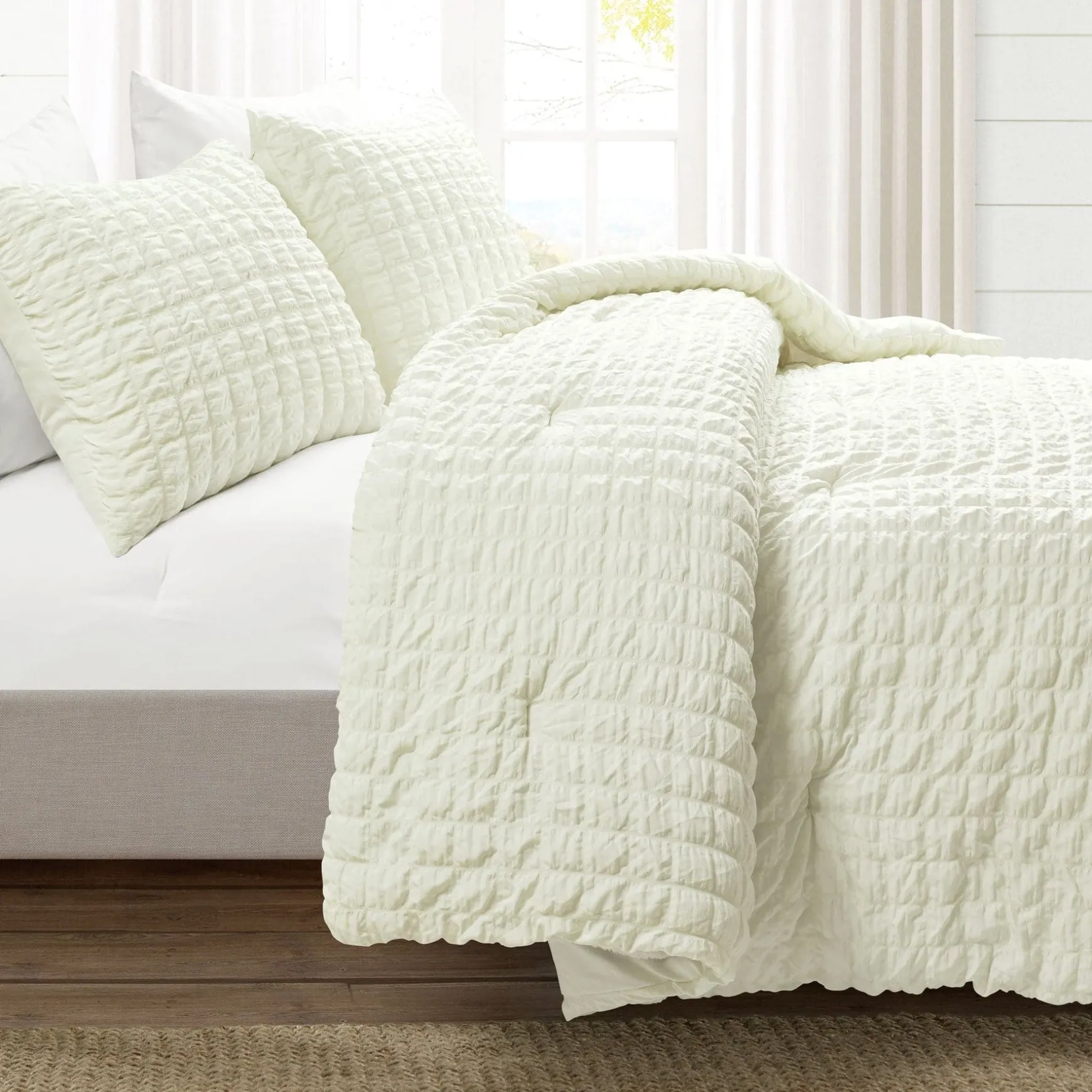 Crinkle Textured Dobby Comforter Set