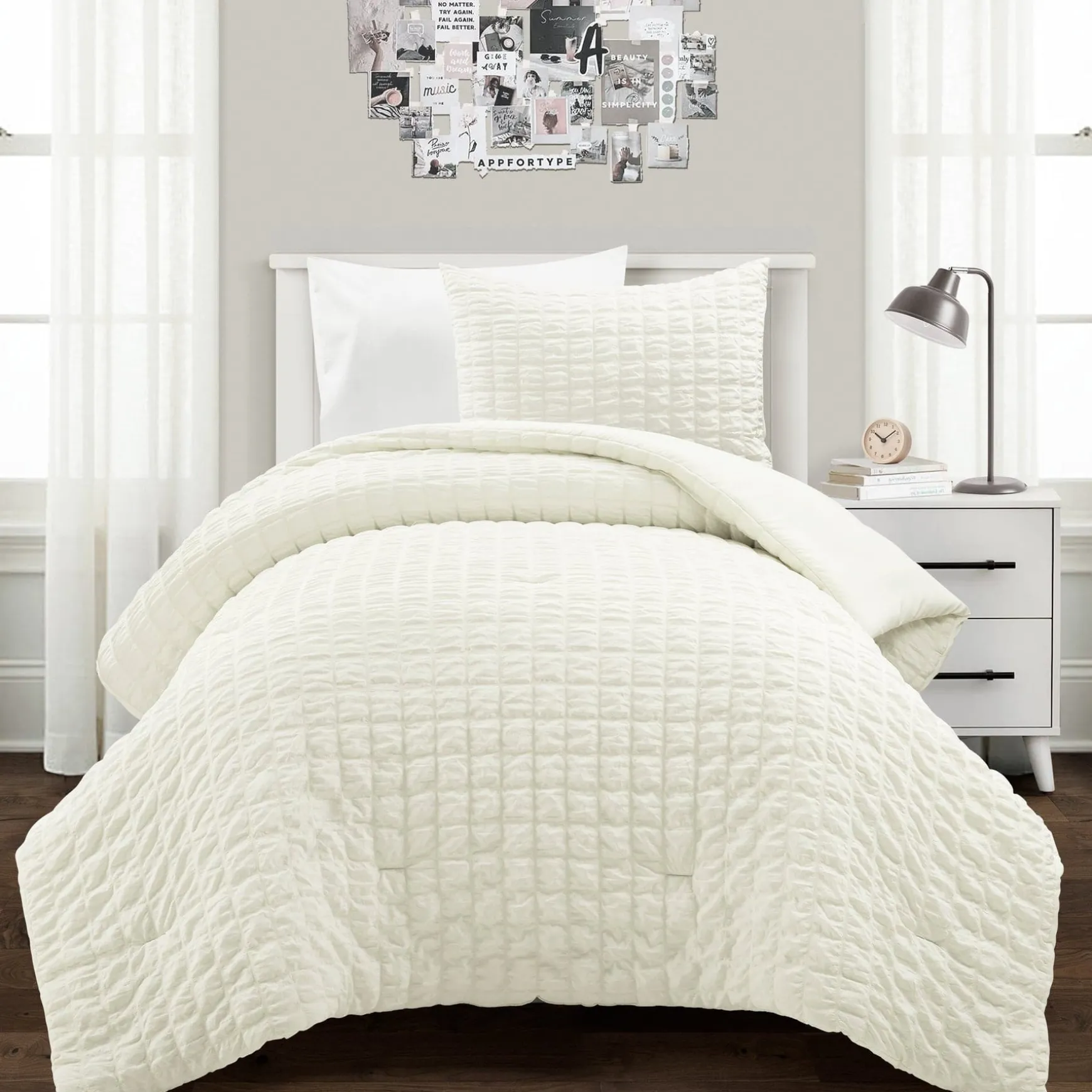 Crinkle Textured Dobby Comforter Set