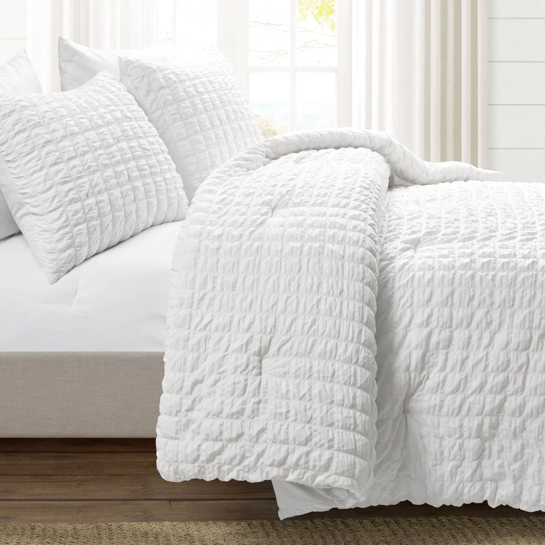Crinkle Textured Dobby Comforter Set