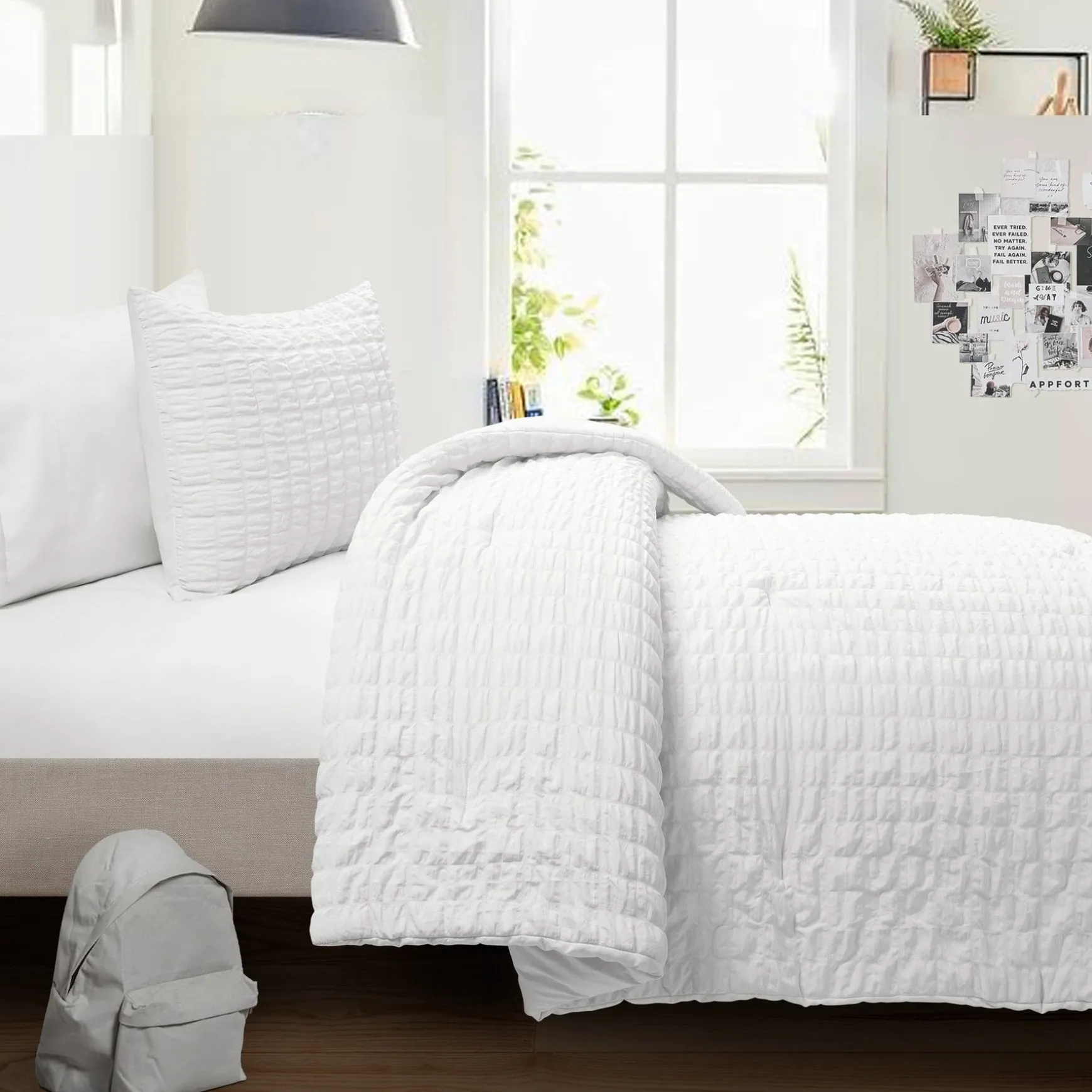 Crinkle Textured Dobby Comforter Set