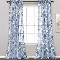Cynthia Jacobean Sheer Window Curtain Panel Set