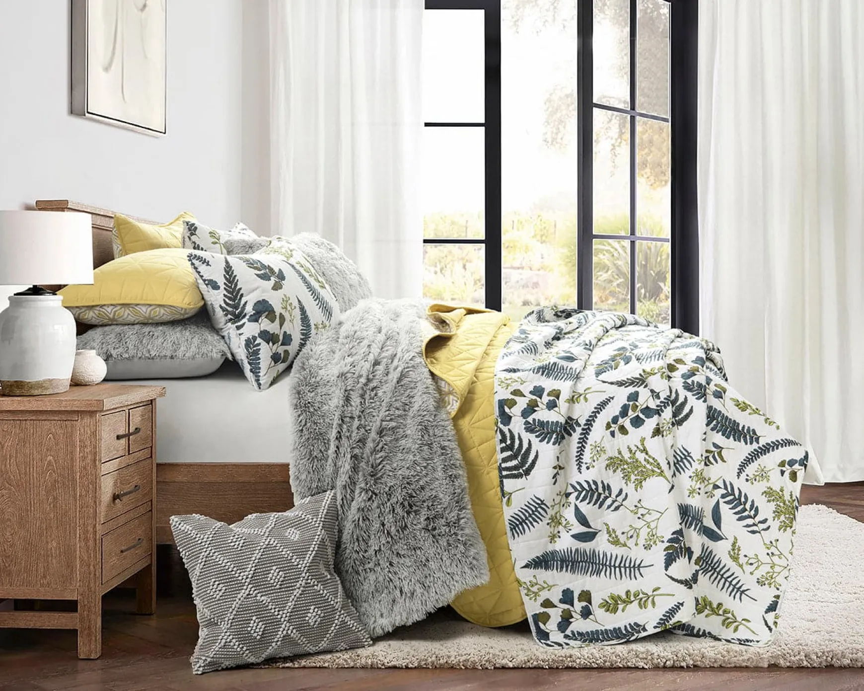 Devonia All Over Cotton Quilt 3 Piece Set